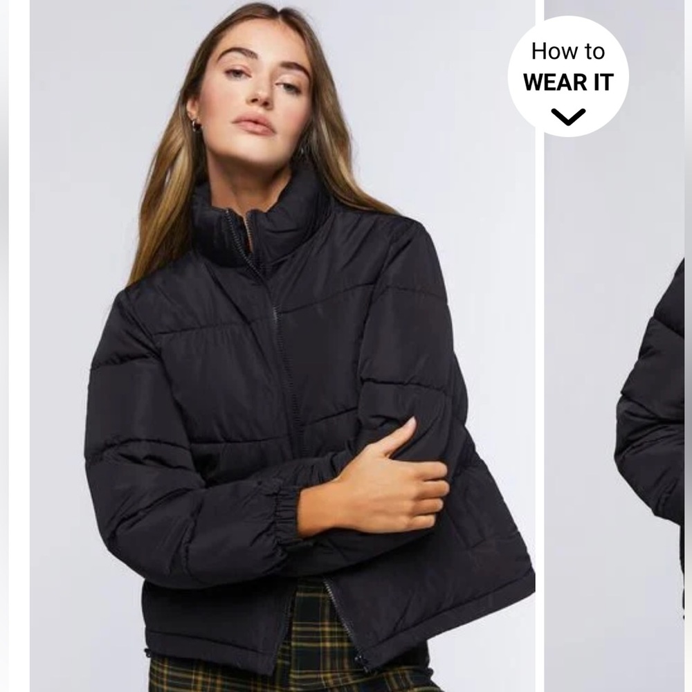 Forever 21 Puffer Jacket - Black (S) NWT